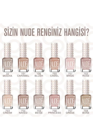 Oje Nude 4'lü 50.set 101-763-759-765 ( 5'li Maske Hediyeli) - 2