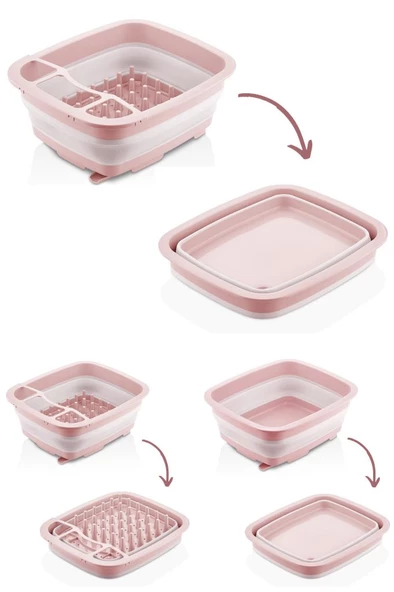 Flosoft Katlanabilir Maşrapa ve Akordiyon Bulaşıklık & Badya, Kaşıklık Tabaklık Kurutmalık 2’li Set - 5