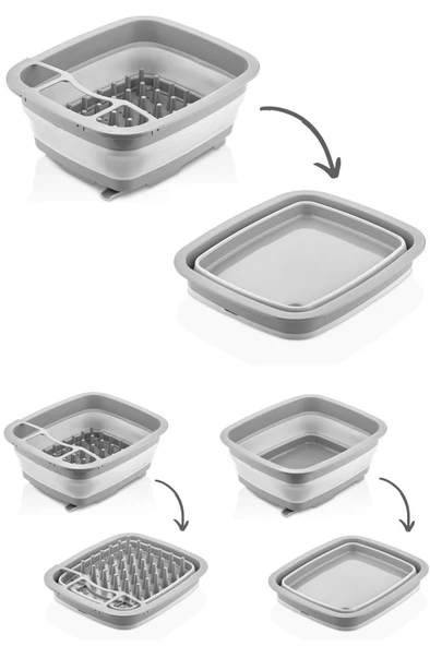 Flosoft Katlanabilir Maşrapa ve Akordiyon Bulaşıklık & Badya, Kaşıklık Tabaklık Kurutmalık 2’li Set - 2