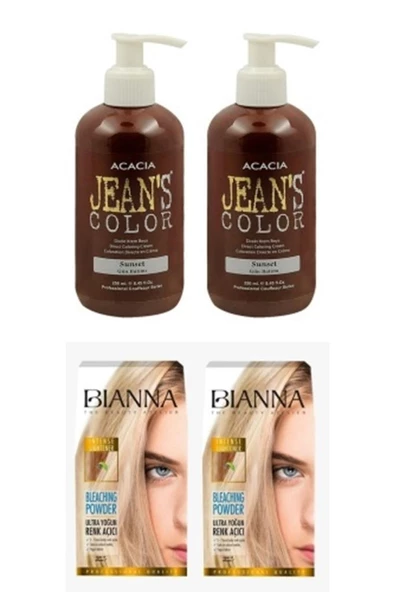 Saç Boyası - Jean's Color Saç Boyası Gün Batımı 250 ml 2 Adet + 2 Adet Bianna Saç Açıcı