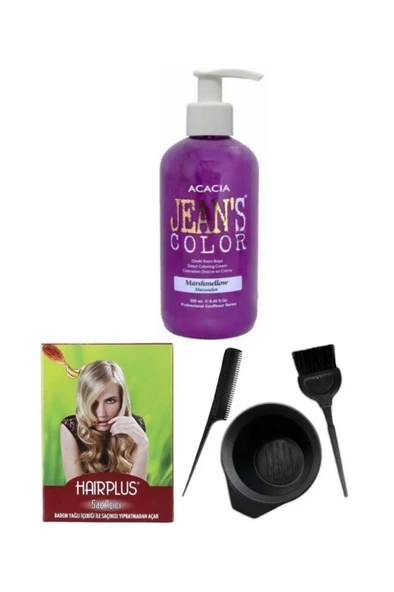 Saç Boyası Marşmelov 250ml, Saç Açıcı Ve Fluweel Saç Boya Kabı Seti