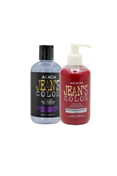 Jean's Color Pembe 250ml. Pınk Rohodomine Red + Jean's Color Boya Korumalı Şamp.250ml.