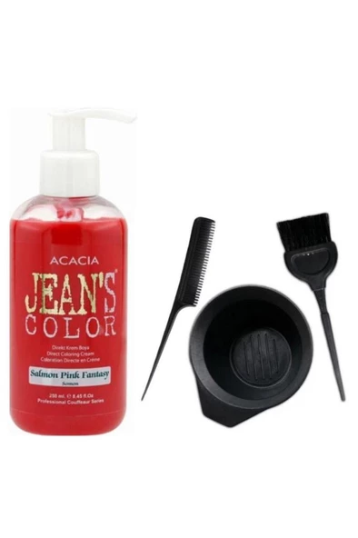 Jeans Color Saç Boyası Somon 250ml Ve Fluweel Saç Boya Kabı Seti - 1