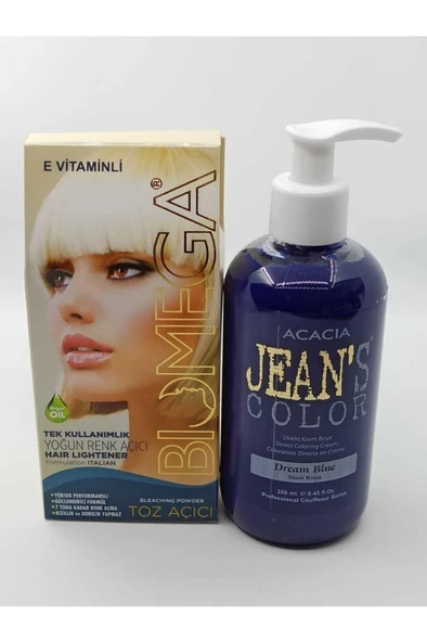 Acacia Jean's Color Su Bazlı Saç Boyası Mavi Rüya 250 Ml + Saç Açıcı