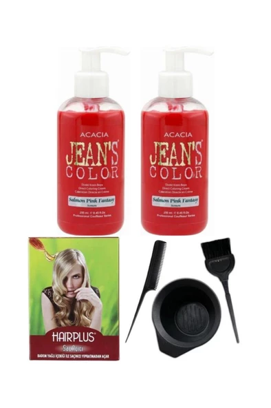 Jeans Color Saç Boyası Somon 250ml 2 Adet Saç Açıcı Ve Fluweel Saç Boya Seti