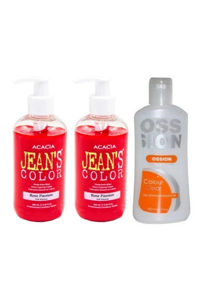 Jeans Color Saç Boyası Gül Kurusu 250 ml 2 Adet  Ve Ossion Boya Temizleyici 200 ml