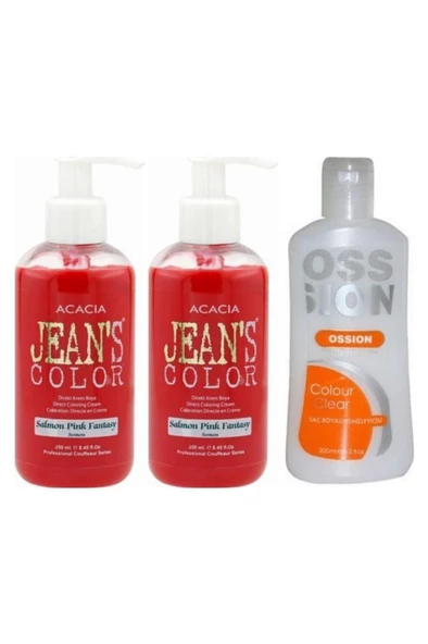 Jeans Color Saç Boyası Somon 250 ml 2 Adet  +Ossion Boya Temizleyici 200ml - Resim 2