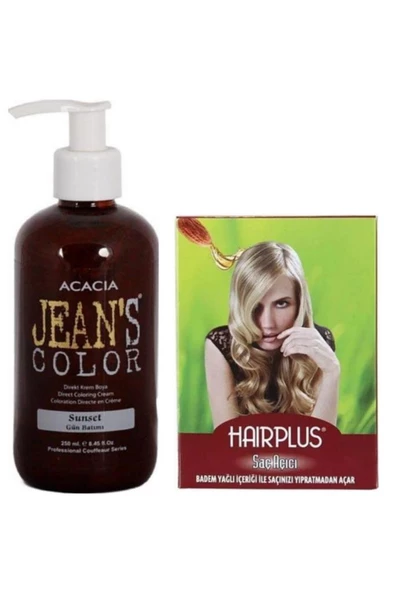 Jeans Color Saç Boyası Gün Batımı 250ml Ve Hairplus Saç Açıcı - 1