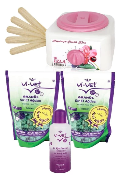 Vivet Maqya Ağda Set-izla Ağda Kazanı+bir Adet Yeşil Boncuk Ağda+spatula+ağda Sonrası Ve Masaj Yağı