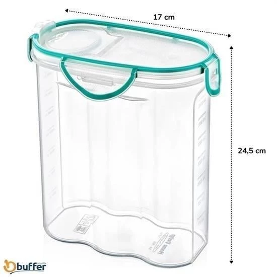 BUFFER® Kilitli Kapaklı Contalı Hava,Su Sıvı Geçirmez 2,4 Litre Erzak Saklama Kabı-SA590 - 4