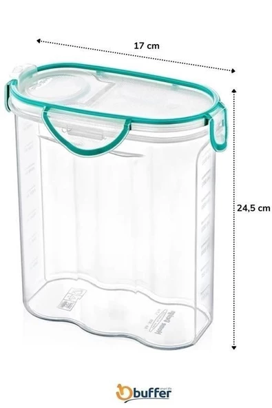 BUFFER® Kilitli Kapaklı Contalı Hava,Su Sıvı Geçirmez 2,4 Litre Erzak Saklama Kabı-SA590 - 8