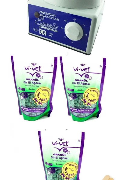 Sir Ağda Makinesi + 3Azulen Soyulabilen Boncuk Ağda + Spatula Seti