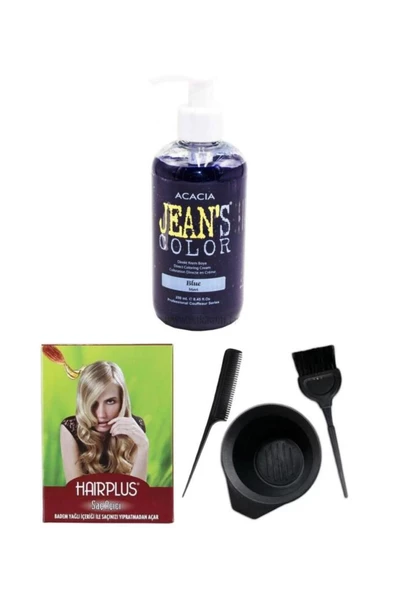 Saç Boyası Mavi 250ml, Saç Açıcı Ve Fluweel Saç Boya Kabı Seti ürün görseli 1