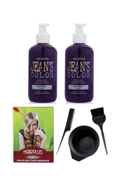 Saç Boyası Ametist 250ml 2ad, Saç Açıcı Ve Fluweel Saç Boya Kabı Seti