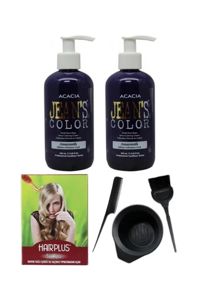 Saç Boyası Eflatun 250ml 2ad, Saç Açıcı Ve Fluweel Saç Boya Kabı Seti ürün görseli 1