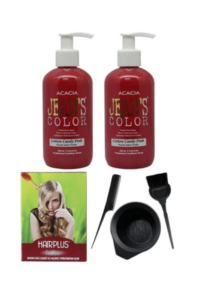 Saç Boyası Pamuk Şekeri Pembe 250ml 2ad, Saç Açıcı Ve Fluweel Saç Boya Kabı Seti