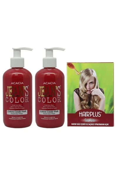Saç Boyası Pamuk Şekeri Pembe 250 ml 2 Adet Ve Hairplus Saç Açıcı