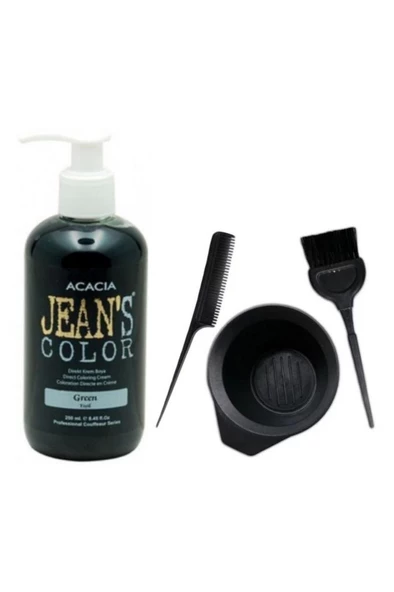 Jeans Color Saç Boyası Yeşil 250 Ml Ve Fluweel Saç Boya Kabı Seti ürün görseli 1