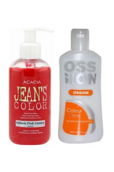 Jeans Color Saç Boyası Somon 250 ml Ve Ossion Saç Boya Temizleyicisi 200 ml 869900100947273