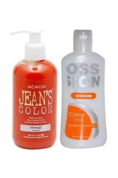 Jeans Color Saç Boyası Turuncu 250 ml Ve Ossion Saç Boya Temizleyicisi 200 ml 869900100972425