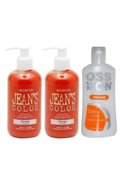 Saç Boyası Turuncu 250 ml 2 Adet + Ossion Boya Temizleyici 200 ml 869900100975556