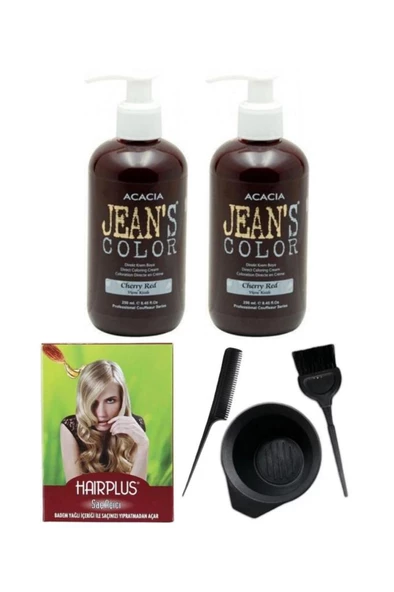 Saç Boyası Vişne Kızılı 250 ml 2 Adet Saç Açıcı Ve Fluweel Saç Boya Kabı