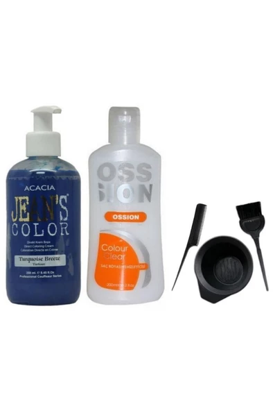 Saç Boyası Turkuaz 250ml Ve Boya Temizleyici Ve Fluweel Boya Seti