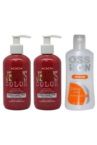Saç Boyası Pamuk Şekeri Pembe 250ml 2ad Ve Ossion Boya Temizleyici 200ml