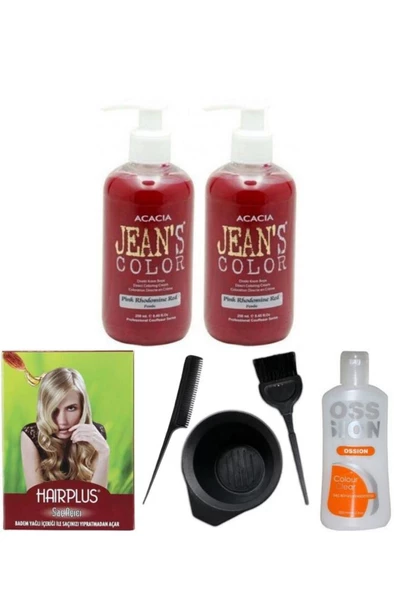 Saç Boyası Pembe 250ml 2ad, Saç Açıcı, Boya Temizleyici Ve Fluweel Boya Seti