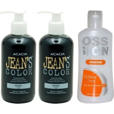 Jeans Color Saç Boyası Yeşil 250ml 2ad Ve Ossion Boya Temizleyici 200ml ürün görseli 1