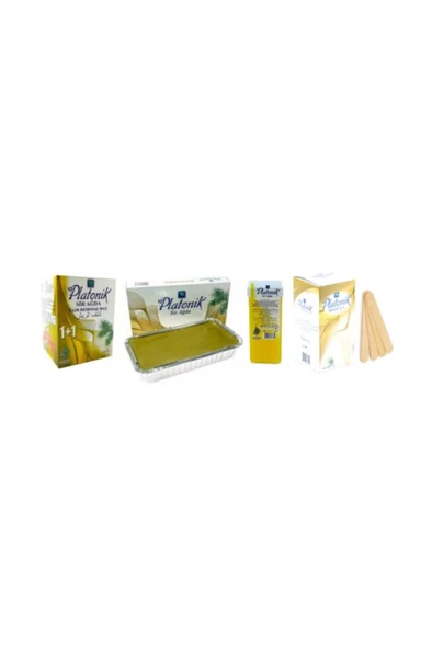 Natural Ağda Seti - Kalıp 400 gr + Roll-on 100 gr + Cezve 1+1 190 gr + Spatula 100'lü