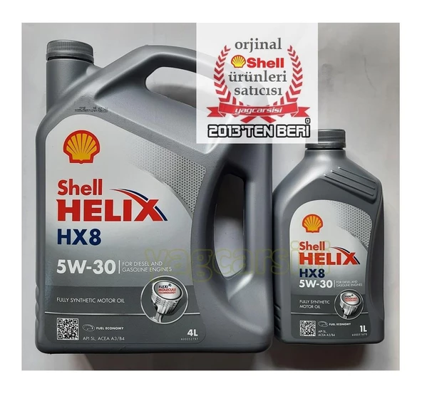 SHELL HELİX HX8 SYNTHETİC 5W30 4+1=5 LİTRE