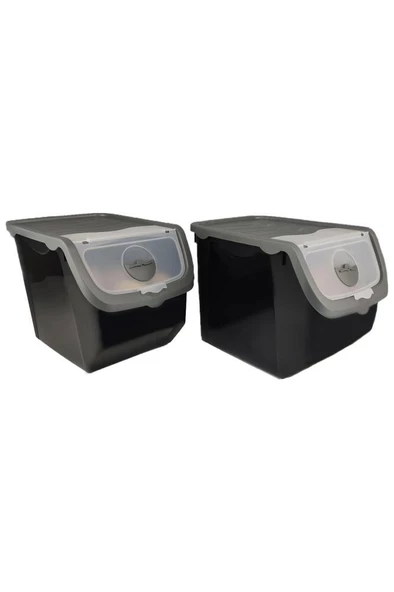 Digithome Coral 2'li Soğan Patates Saklama Kabı 12 Litre - Gri C320.037 - 3