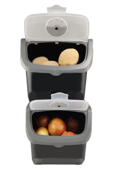 Digithome Coral 2'li Soğan Patates Saklama Kabı 12 Litre - Gri C320.037 - 2