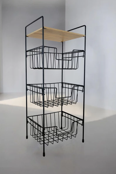Digithome Ahşap Metal Çok Amaçlı 3 Katlı Banyo Düzenleyici Organizer - Nİ22RAF002 - HYT - 2