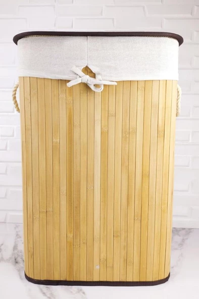 Digithome Dikdörtgen Bambu Çamaşır Sepeti Naturel CL-6002-01 C1-1-121 - 2