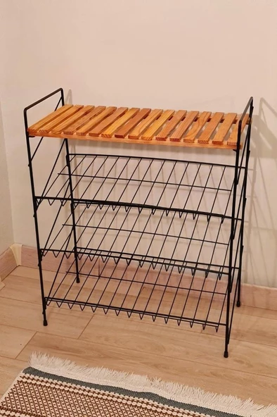 Digithome Ahşap Metal Ayakkabılık ve Çok Amaçlı 4 Katlı Raf – Nİ22AYK001-AHŞ C1-1-140 - 3