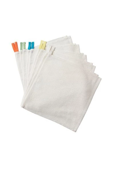 IKEA Çocuk Beyaz Krama 10 Adet 30x30 Cm Havlu Seti Bebek El Havlusu Peçete - 4