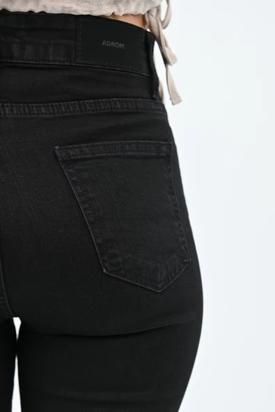 Kadın Yüksek Bel Siyah Jean Pantolon 6187-23 - 7