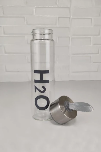 Digithome H2o Metal Kapaklı Cam Matara Gri - H2O81454 C1-1-18 - 3