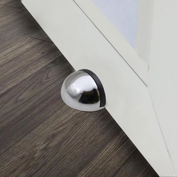 Yarımay Kapı Stoperi Tamponu Vidalı Metal Kapı Stopu Durdurucu Tutucu Krom (5 ADET) - 3