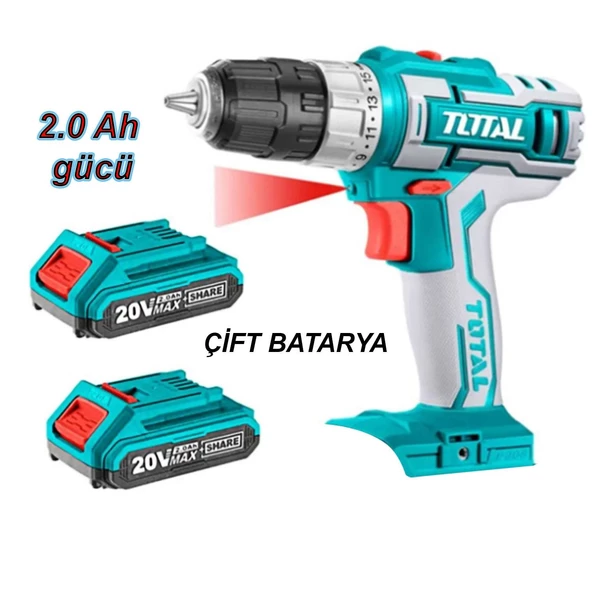 Total Li-ion Çift Akülü Vidalama Matkap 20V Lithium- lon - 3