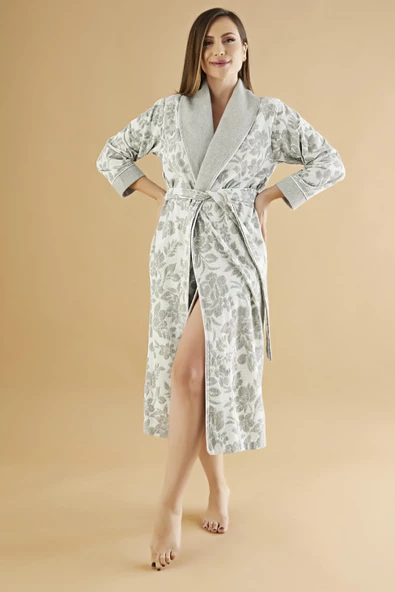 Jakarlı Lakoste Bambu Cotton Bayan Sabahlık - 12