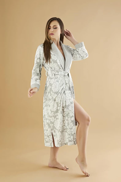 Jakarlı Lakoste Bambu Cotton Bayan Sabahlık - 4