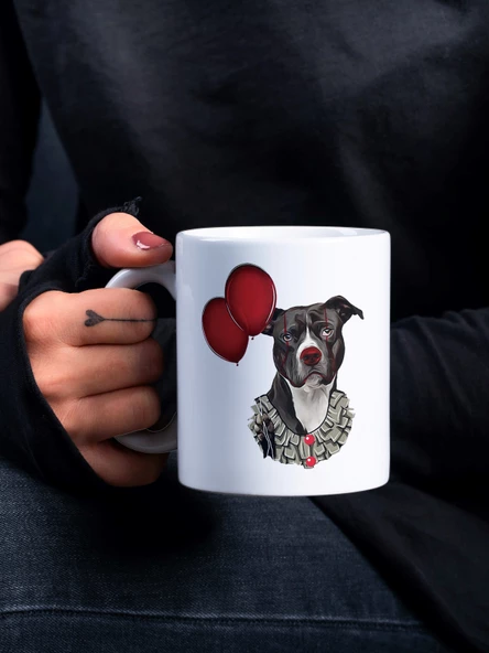 Balonlu Mutsuz Köpek Eğlenceli Yazılı Özel Tasarım Baskılı Kupa Bardak Komik Çay-Kahve Bardağı