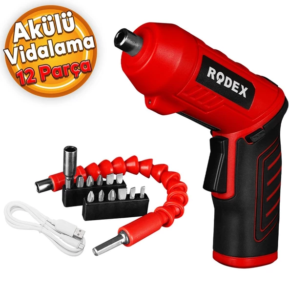 Rodex RDX3085 Akülü Vidalama Şarjlı Tornavida Vidalama Ucu Seti (12 PARÇA)