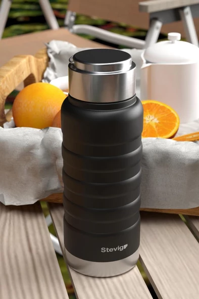 4 Outside Paslanmaz Çelik Termos (Çay Kahve Kamp Su Süt Bebek Mama) 400 ml St-202 Travel Mug - Resim 4