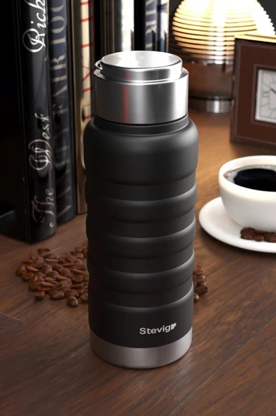 4 Outside Paslanmaz Çelik Termos (Çay Kahve Kamp Su Süt Bebek Mama) 400 ml St-202 Travel Mug - Resim 3