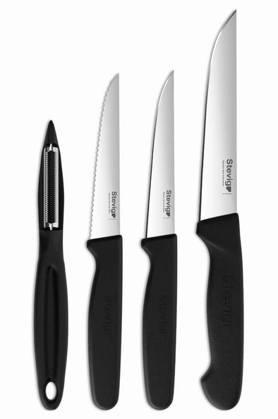 Stevig Cut 4 Fresh Sebze Soyacak ve Bıçak Seti 4 Parça Siyah ST-401