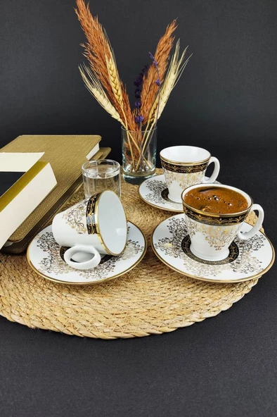 Digithome Lombardino Alara 6’lı Porselen Kahve Fincan Takımı Yaldızlı – KHR02 - 2